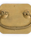 Prosperity Solid Brass Drawer Pulls Set Of 2, 2.7-Inch Cabinet Handles With Warm Patina Finish, shown in close-up front view