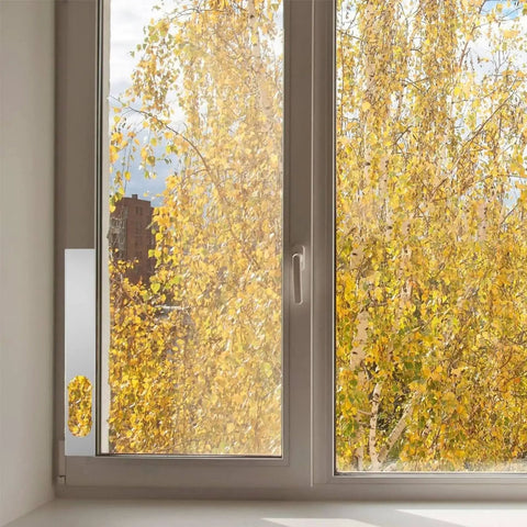 Two Piece Window Plate Assembly For Sliding Windows, Well Insulated Air Barrier, Versatile AC Window Plate Components For Homeowners, Ready For Quick Install, Durable Metal Finish, white aluminum panel on sliding window