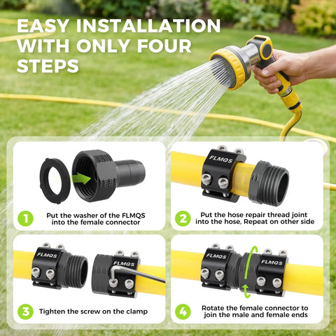 Fix Your Leak In No Time With This Heavy Duty 3/4 Inch Garden Hose Repair Kit Featuring Upgraded Aluminum Clamps And Extra Washers For A Total Zero Leak Fix.