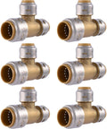 Reducing Slip Tee Three Quarter Inch To One Half Inch And One Half Inch Brass Push To Connect Plumbing Fitting Pack Of Six