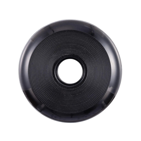 80mm Inline Skate Wheels 24mm Thick 85A Urethane For Smooth Indoor And Outdoor Skating, top view of a single black wheel
