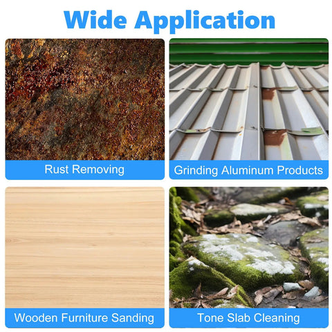 Image showing wide applications of Ten Pack Carbon Steel Wire Wheel Cup Brush And Pen Brush Set including rust removal and sanding