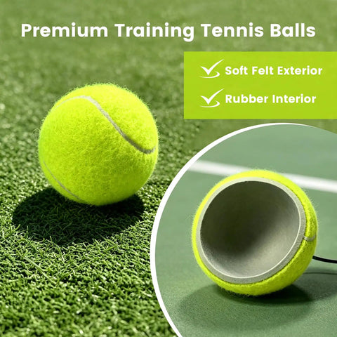 Solo Tennis Practice Kit With Rebounder Ball Set And 3 Training Balls Wristband And Mesh Bag Portable Indoor Outdoor Tennis Trainer