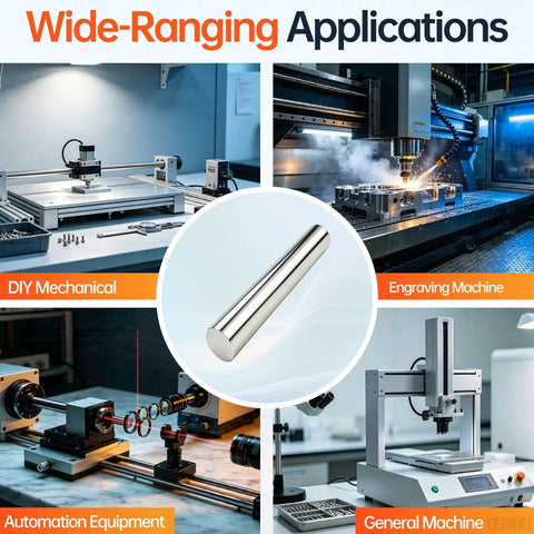 Smooth 2-Pc 12mm By 150mm Linear Motion Rods for Precision Guide Shaft Rail Systems in machine applications.