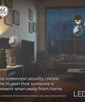 Lit Smart LED A19 Light Bulb with Built-In Timer in Living Room Setting, E26 Base, Energy Saving Indoor Lighting