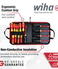 Insulated Screwdriver Set For Electricians Slotted Phillips And Inch Drive 1000 Volt Rated 15 Piece With Soft Grip Handle Case Open
