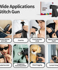 Portable Handheld Stitch Gun For Quick Hemming And Emergency Garment Repairs used for fixing pant legs, ties, and small garments.
