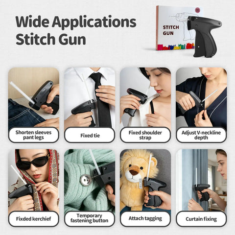 Portable Handheld Stitch Gun For Quick Hemming And Emergency Garment Repairs used for fixing pant legs, ties, and small garments.