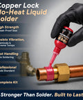2 Pack Pipe Thread Sealant 0.67 Oz No Heat Liquid Solder For Plumbing And HVAC Copper Brass Yellow Metal With Gloves And 4 Sandpaper Sheets Included High Pressure Oil Resistant -60 F To 300 F 10,000 PSI, sealing copper pipe