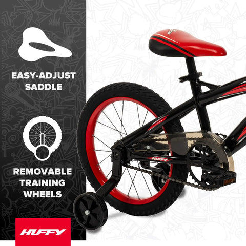 Moto X 16 Inch Boys Bike For Ages 4 To 6 Red And Black Frame Removable Training Wheels Chain Guard Easy Setup
