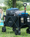 Heavy Duty Folding Wagon Cart With All Terrain Wheels For Beach And Sand Camping Garden And Grocery Trips in outdoor setting