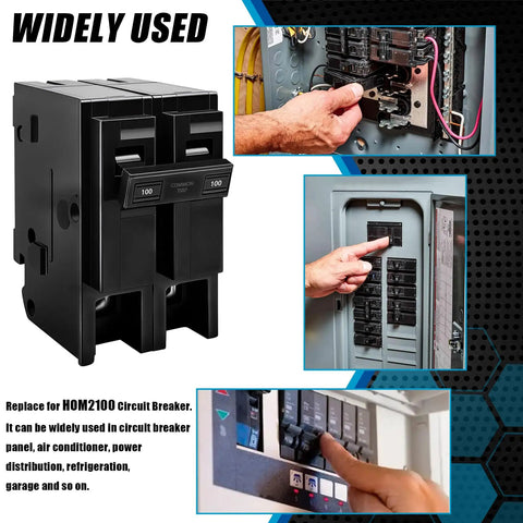 100 Amp 2 Pole Plug-In Circuit Breaker For 120/240V Systems, Thermal Magnetic Protection, Replacement For 2100 Series