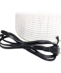Power cord and white linen shade of Welcome Home Rustic Ceramic Farmhouse Table Lamp With White Linen Shade, White Wash Ridged Base