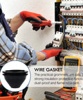 Black Synthetic Rubber Hole Plug Grommet Kit For Wire Protection And Cable Management Durable Wall Grommets For Drywall PVC Piping Plumbing And Gas Tanks Flexible Re Sealable Rubber Rings For Wires Diy Workshop Use, installed in electrical panel