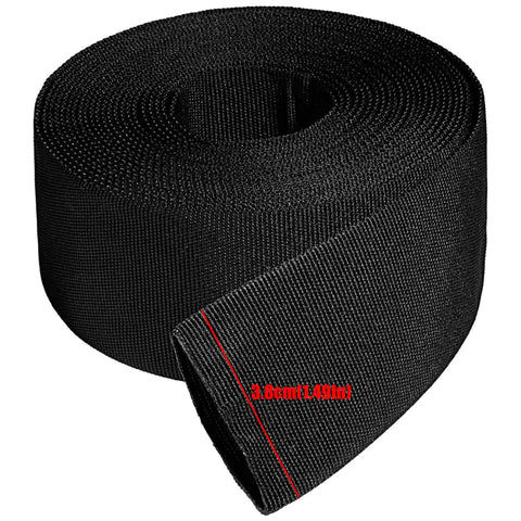 Heavy Duty Nylon Cable Protector Sleeve For Wire Harnesses, 3.8cm wide black braided cord cover for protection.