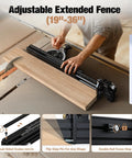Dead Accurate Miter Gauge For Table Saws With 36 Inch Extended Fence And Full Range Locking Negative 70 To Positive 70 Degrees in use on a table saw.