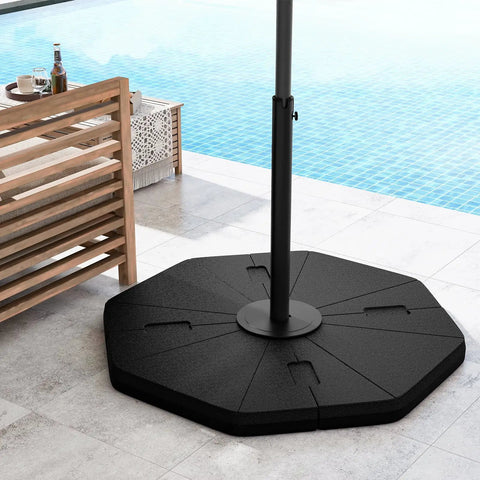 Heavy Duty Cantilever Umbrella Base Set With 4-Piece Hexagonal Water And Sand Fillable Plates for outdoor patios by pool
