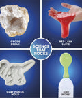 Planet Earth Science Kit For Kids With 65 Hands On Experiments And DIY Activities including geode, slime, mold, balloon.