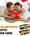 Couple with gift and 17-Piece Folding Allen Wrench Set With Metric And SAE Hex Tools For Tight Spaces shown as Valentine's gift idea