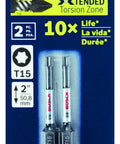 2 Pack 2 Inch Torx T15 Impact Screwdriver Bits Heavy Duty Impact Tough Power Bits With Extended Torsion Zone Hardened Core