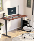 Spacious Flexispot Electric Standing Desk With Dual Motor Three Stage Lift And Memory Presets 55 By Twenty Eight Inches Whole Piece Mahogany Desktop Black Frame in modern home office setup.