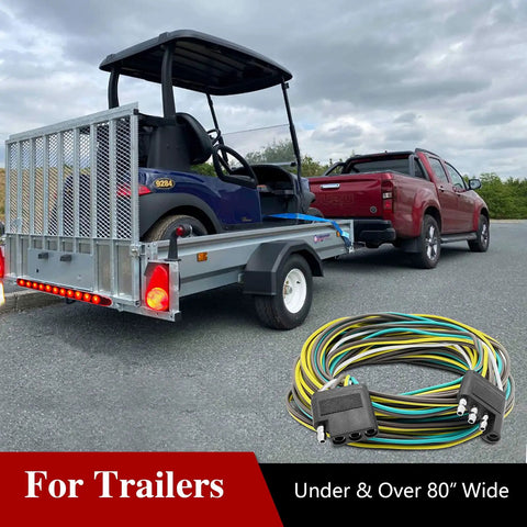 Heavy Duty 25 Foot 4 Pin Flat Trailer Wire Extension Kit With 18 AWG Color Coded Wishbone Harness For Rv Camper Setup, trailer and golf cart.