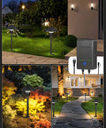 All In One LED Low Voltage Landscape Lighting Kit With Eight Pathway Lights And Transformer One Hundred Foot Wire And Connectors 3000K Waterproof Yard Garden Walkway Lighting For No Fuss Easy DIY Setup illuminating garden and path at night