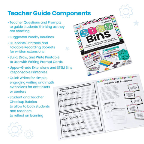 Teacher guide components of STEM Bins Comprehensive Classroom Set By Brooke Brown Hands On STEM Manipulatives For Elementary
