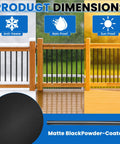 36 Inch Hollow Round Aluminum Deck Balusters Black Powder Coated for all weather conditions, shown in rain, snow, and sun.