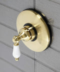Old School Vintage Volume Control With Lever Handle In Brushed Brass Finish Solid Brass Build One Half Inch NPT Connection ADA Compliant