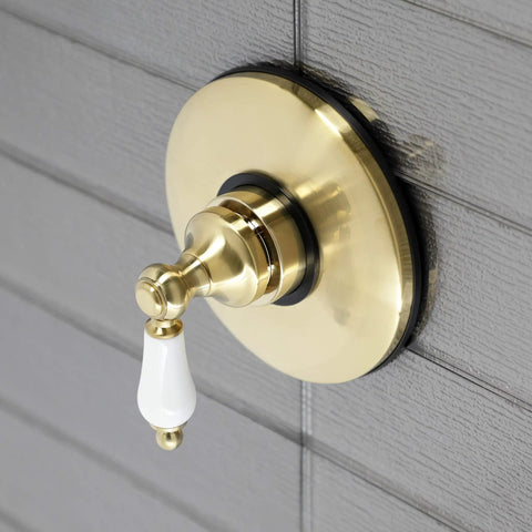 Old School Vintage Volume Control With Lever Handle In Brushed Brass Finish Solid Brass Build One Half Inch NPT Connection ADA Compliant