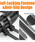 Heavy Duty 18 Inch Zip Ties 50 Pack With 200 Pound Strength Black Plastic Tie Wraps For PC Cable Management And Wiring, close-up details