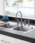 33 Inch Self-Rimming Double Bowl Kitchen Sink In Brushed 304 Grade Stainless Steel, 22 Gauge, Left And Right Bowls 14-1/2 X 16-1/4