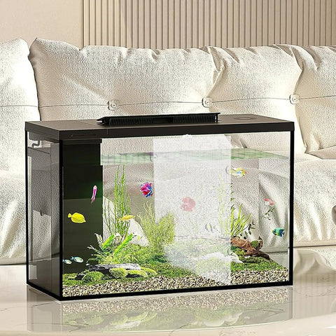 Two Heavy Duty Plastic Fish Tank Dividers With Grip Tight Self Adhesive Hooks And Quick Release Cable Ties For No Fuss Setup And Slick Tank Separation between fish in aquarium.