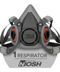Half Facepiece Reusable Respirator 6100 NIOSH Approved with Four Point Harness for Painting and Sanding, front view.