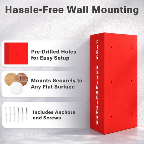Red Steel Fire Extinguisher Cabinet With Quick Access Magnetic Door Wall Mount Kit Includes 3D Sign Tags Seals Turnkey Ready Fits 5 and 10 Pound Extinguishers 24.6 Inches High 10.6 Inches Wide 5.9 Inches Deep