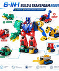 Six In One Magnetic Dinosaur Robot Toys For Kids Ages Three To Eight Transforming Dino Construction Trucks with T Rex