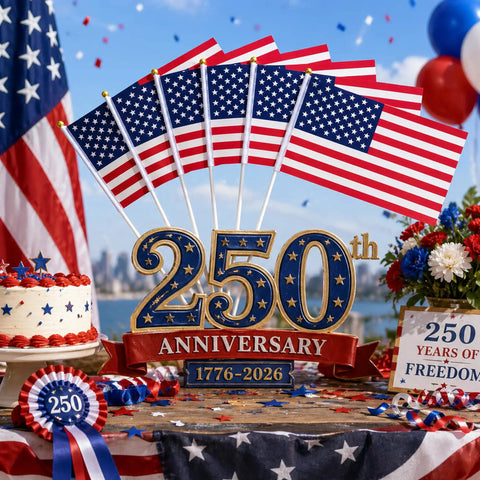 Fourth Of July Flags On Sticks 4x6 Inch Mini American USA Flags for outdoor and indoor decor in a 250th anniversary celebration setting