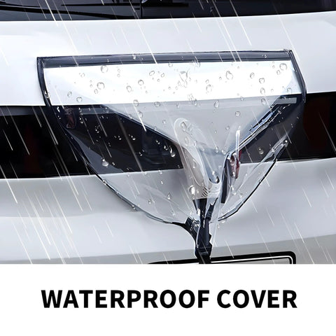 All Black EV Charging Port Protector With Magnetic Guard And Secure Strap Fits Steel Body Rides To Block Grime And Hold Fast Through Daily Commutes And Road Warriors, shown with raindrops.