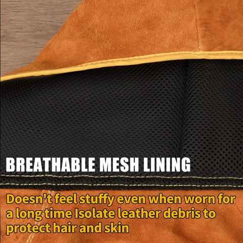 Real Cow Leather Welding Hood Cap with breathable mesh lining, heat and spark resistant shield up to 250C.