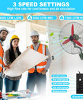 Tough As Nails 22 Inch Wall Mount Fan Oscillating Speckled Green Industrial Finish 7500 CFM Three Speed Metal Design in action with users.