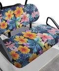 Tropical Flower Golf Cart Seat Cover Set Front And Rear With Breathable Fabric And Split Backrest Full Coverage Seat Covers