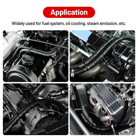 One Half Inch Fuel Hose Line With Push Lock SAE 30R7 NBR 15 Feet Heavy Duty Gas Diesel Oil Biodiesel Compatible shown in engine
