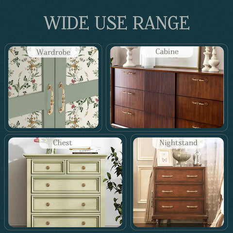 Two Pack 5 Inch Brass Cabinet Pulls Antique Floral Pattern on wardrobe, cabines, chest, and nightstand