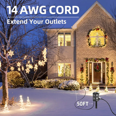 Outdoor Power Strip With 50 Ft Extension Cord And 100 Ft Remote Control Dusk To Dawn Water Resistant Timer 6 Grounded Outlets