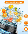 Ice-crushing action of Personal Size Portable Blender For Shakes And Smoothies with fruits and ice, 16oz Mini Small Smoothie Blender, Black.