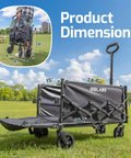 Collapsible Wagon Cart With 350Lb Load, Expandable 100L Storage, Double Bearing Steering, Heavy Duty Garden Cart in black