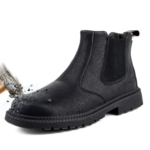Unisex Steel Toe Chelsea Boots For Work Sites, Waterproof, Lightweight, Non Slip Safety Boots, Puncture Proof Kevlar Midsole, ASTM F2413 75J Impact Resistant, All Day Comfort, Industrial Grade Slip Resistant Outsole