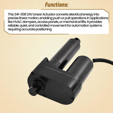 341008 24V Linear Actuator shown in black, suitable for Serco dock levelers and Rite Hite V250 V450 restraint systems.
