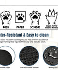 Rock paper scissors cat meme on Cat Eat Ramen Meme Mouse Pad, featuring rubber base and water-resistant surface details.